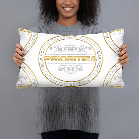Basic Pillow / With Platinum & Gold PRIORITIES logo.