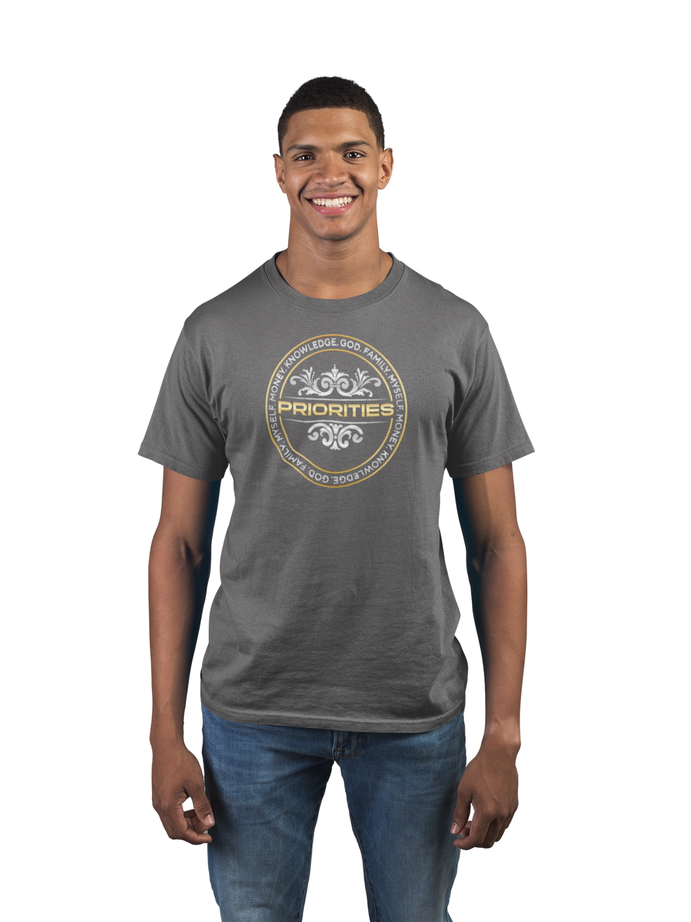Short-Sleeve Unisex T-Shirt / With the Platinum  & Gold Priorities logo.