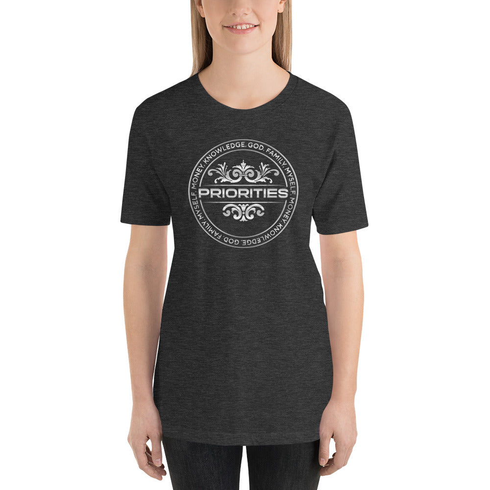 Short-Sleeve Unisex T-Shirt / With the all Platinum Priorities logo