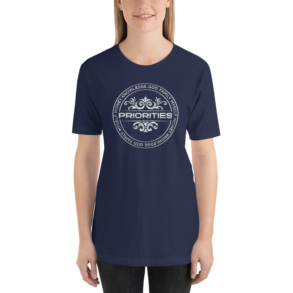 Short-Sleeve Unisex T-Shirt / With the all Platinum Priorities logo
