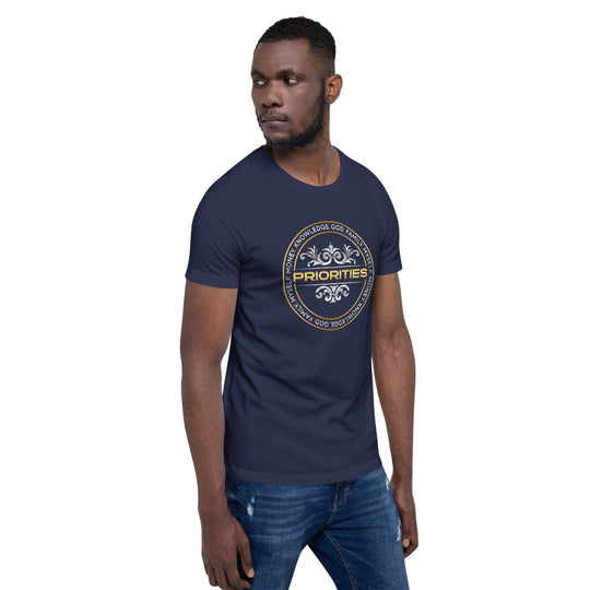 Short-Sleeve Unisex T-Shirt / With the Platinum  & Gold Priorities logo.