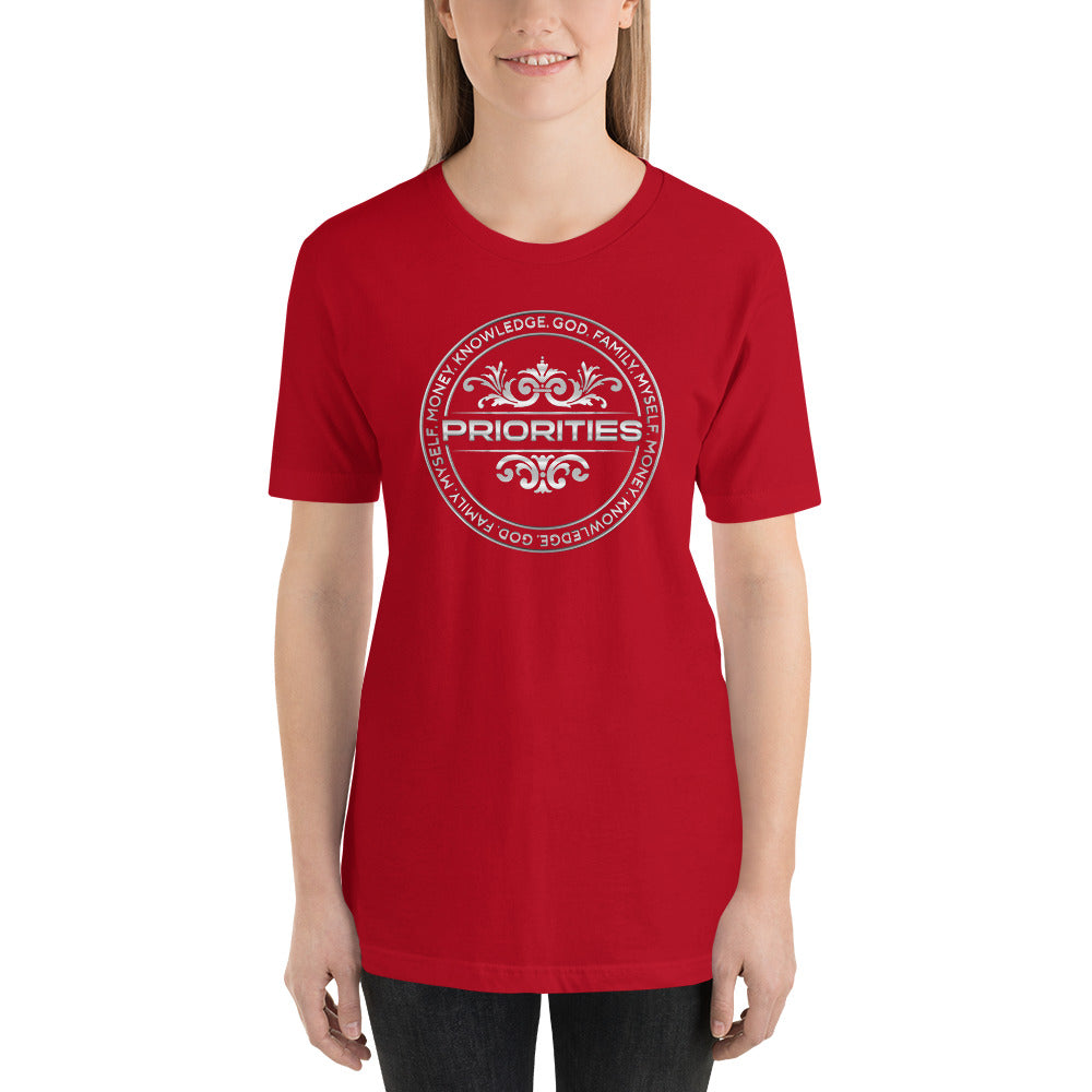 Short-Sleeve Unisex T-Shirt / With the all Platinum Priorities logo