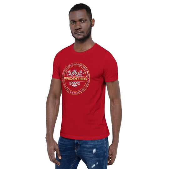 Short-Sleeve Unisex T-Shirt / With the Platinum  & Gold Priorities logo.