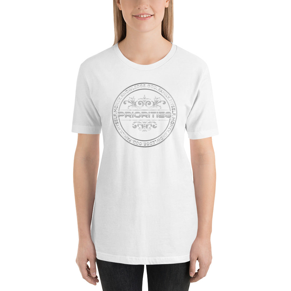 Short-Sleeve Unisex T-Shirt / With the all Platinum Priorities logo