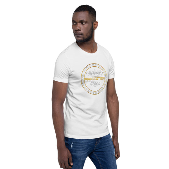 Short-Sleeve Unisex T-Shirt / With the Platinum  & Gold Priorities logo.