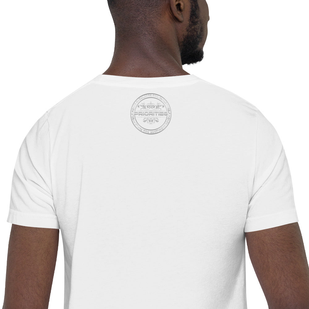 Short-Sleeve Unisex T-Shirt / With all Platinum Priorities logo.