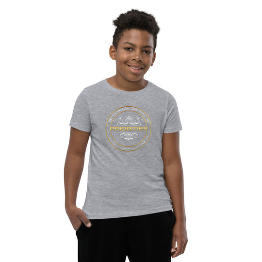 Youth Short Sleeve T-Shirt / With Platinum & Gold logo