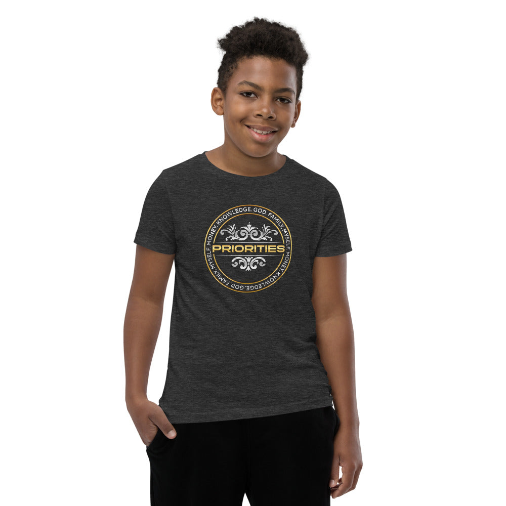 Youth Short Sleeve T-Shirt / With Platinum & Gold logo