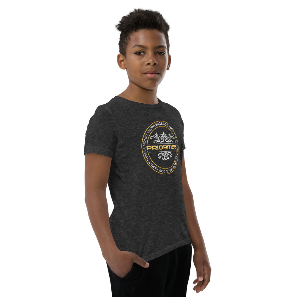 Youth Short Sleeve T-Shirt / With Platinum & Gold logo